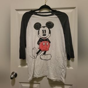 Disney Mickey Baseball Tshirt Wize Large *Vintage look EUC